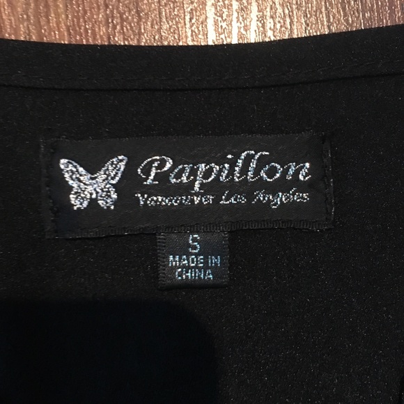 Black Blouse with Gold Buttons 3/4 Length Sleeves - Picture 3 of 5